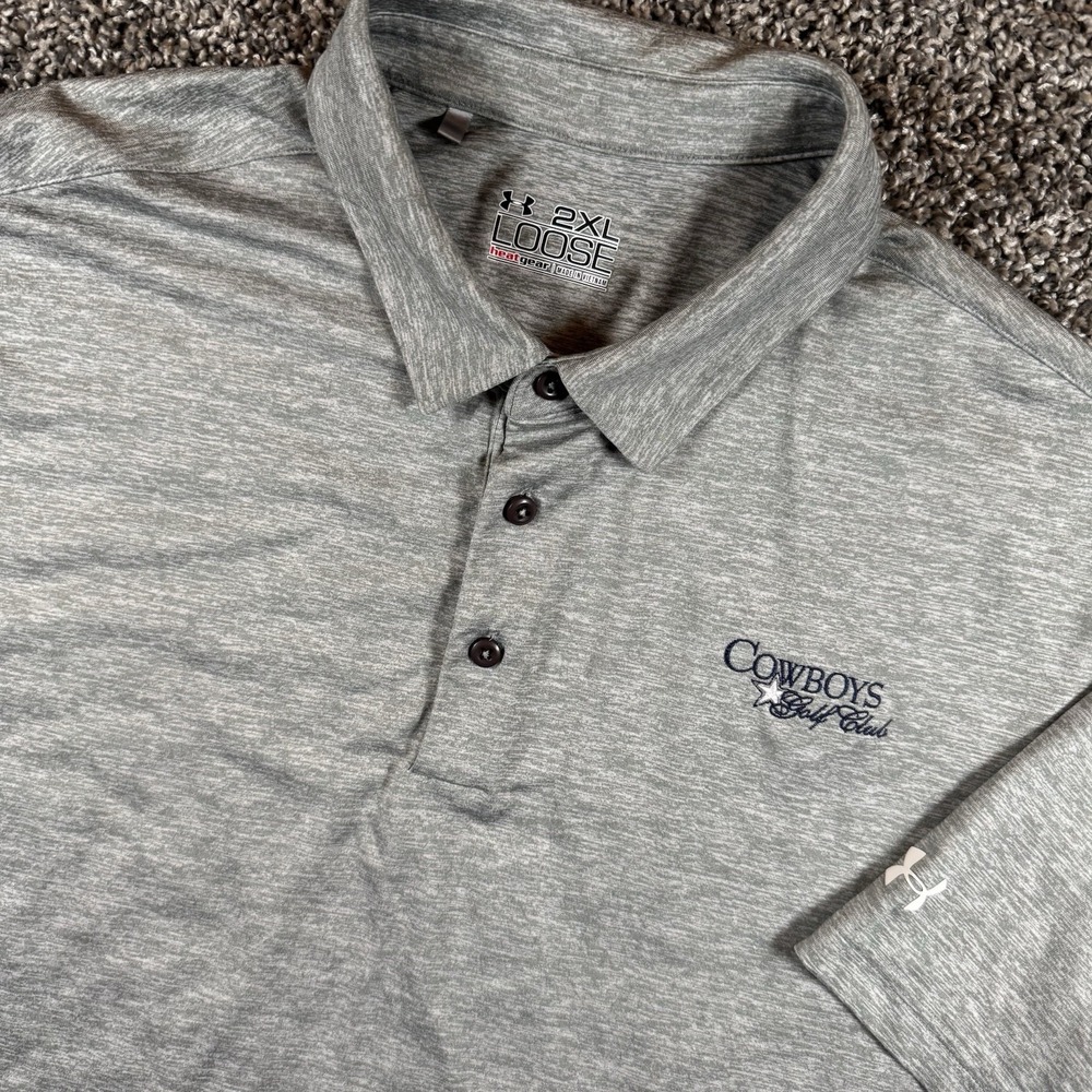 Under Armour Men's XXL COWBOYS GOLF CLUB Polo Gray Heatgear Loose Fit Dallas